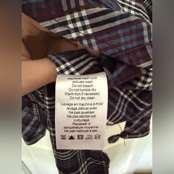 Veronica Beard Isabel Reversed Plaid Blouse Wine Puff Sleeve Blouse Size 0 - Picture 10 of 12